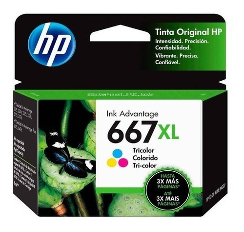 Cartucho Hp 667XL  Color Original 2775 3775 Alto Rendimiento 8ML Copia